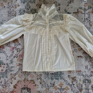 Gunne sax lace long sleeve duffel blouse